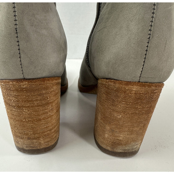 Frye Addie Double Zip Leather Ankle Heeled Boots Gray Distressed Bootie Size 9 B - Picture 12 of 16
